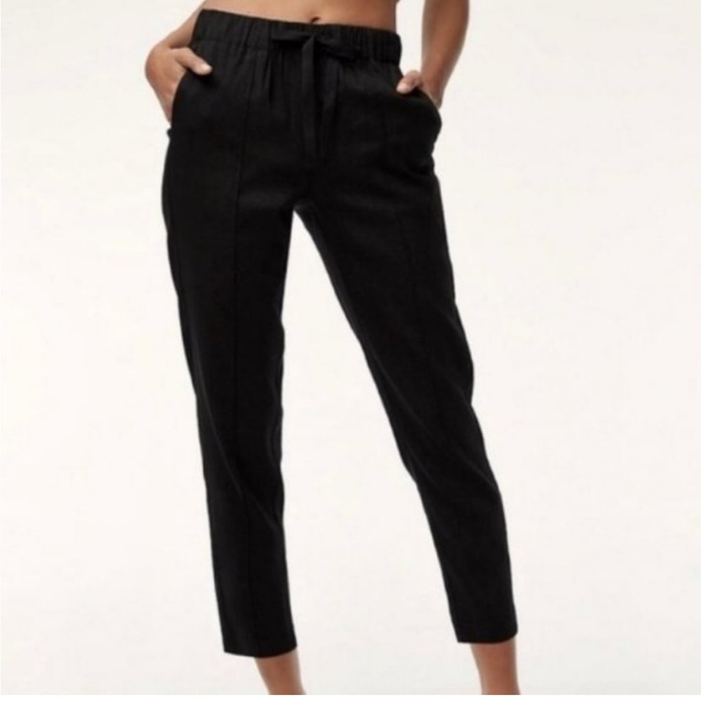 • Aritzia Babaton • Women’s Errol Linen Blend Pants Black High Rise Small